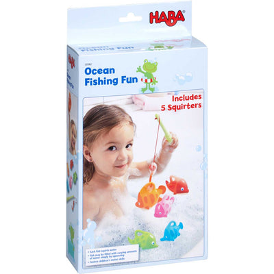 Ocean Fishing Fun Bath Toy with 5 Squirting Fish - HABA USA