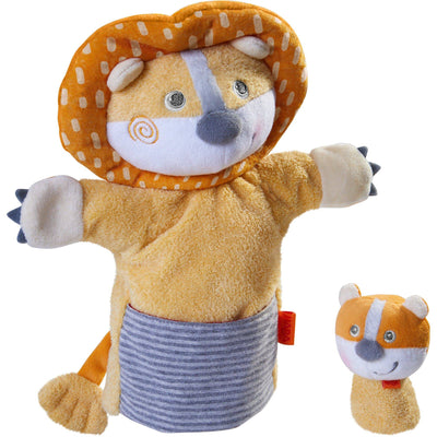 Glove Puppet Lion With Baby Cub Finger Puppet - HABA USA