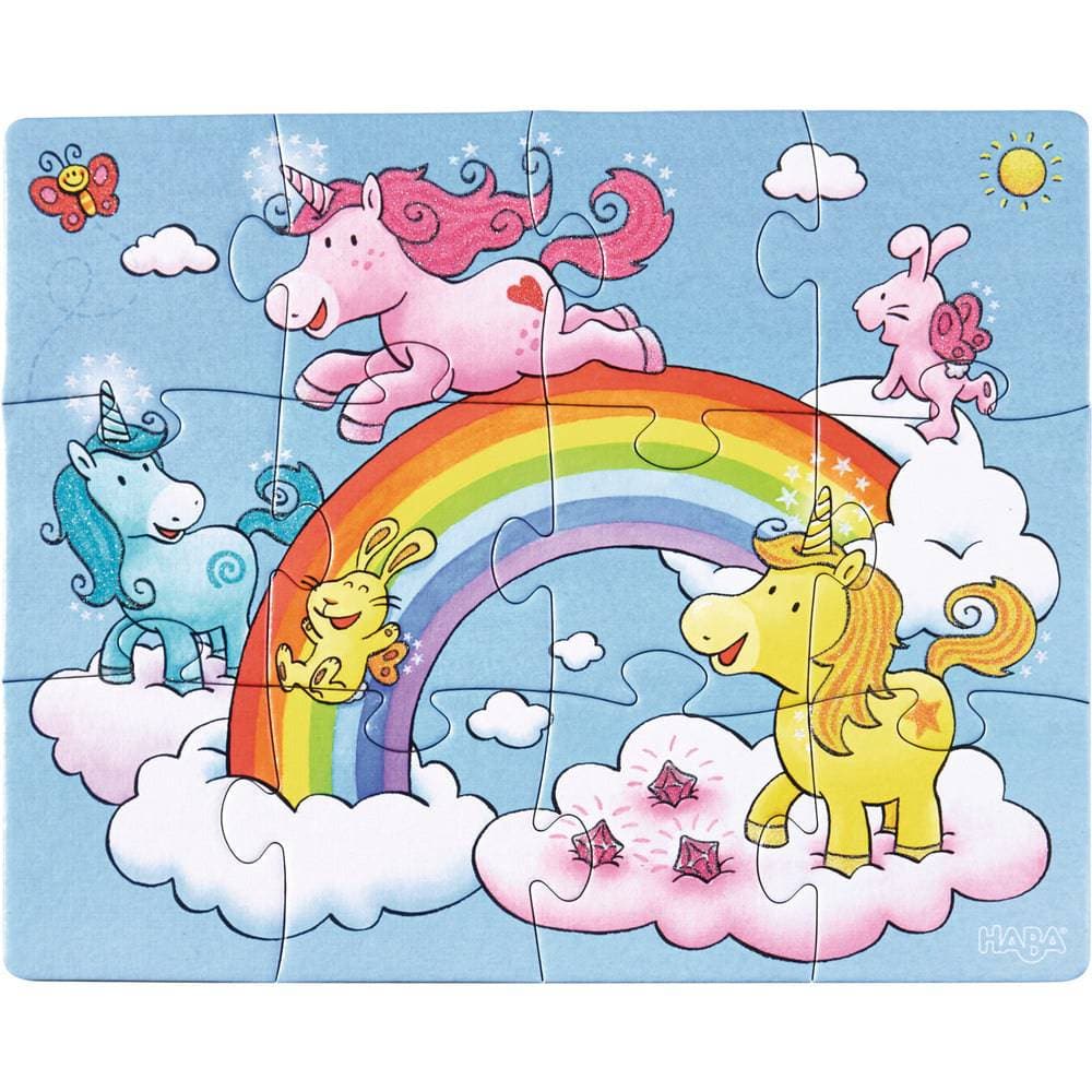 Unicorn Glitterluck Set of 3 Puzzles - HABA USA