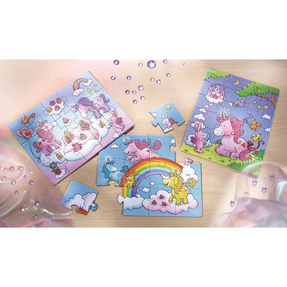 Unicorn Glitterluck Set of 3 Puzzles - HABA USA