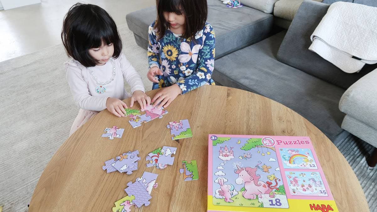 Unicorn Glitterluck Set of 3 Puzzles - HABA USA