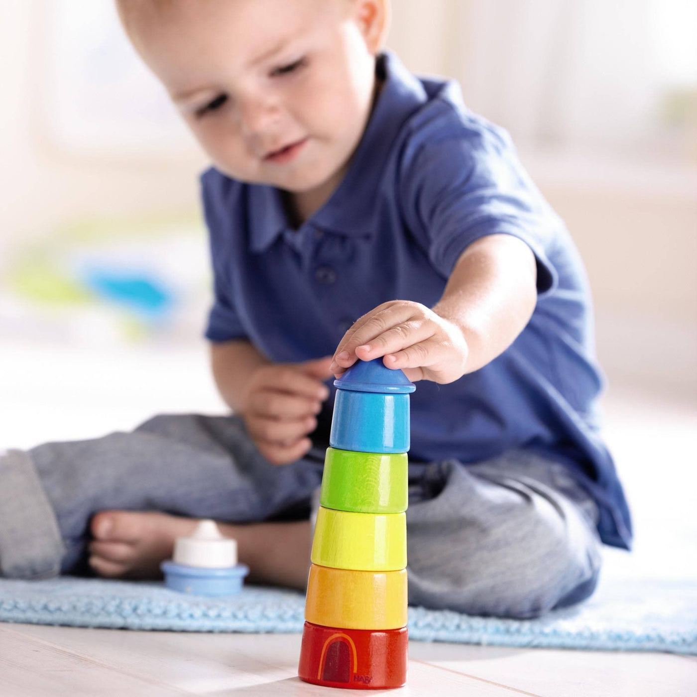 Lighthouse Wooden Rainbow Stacker - HABA USA