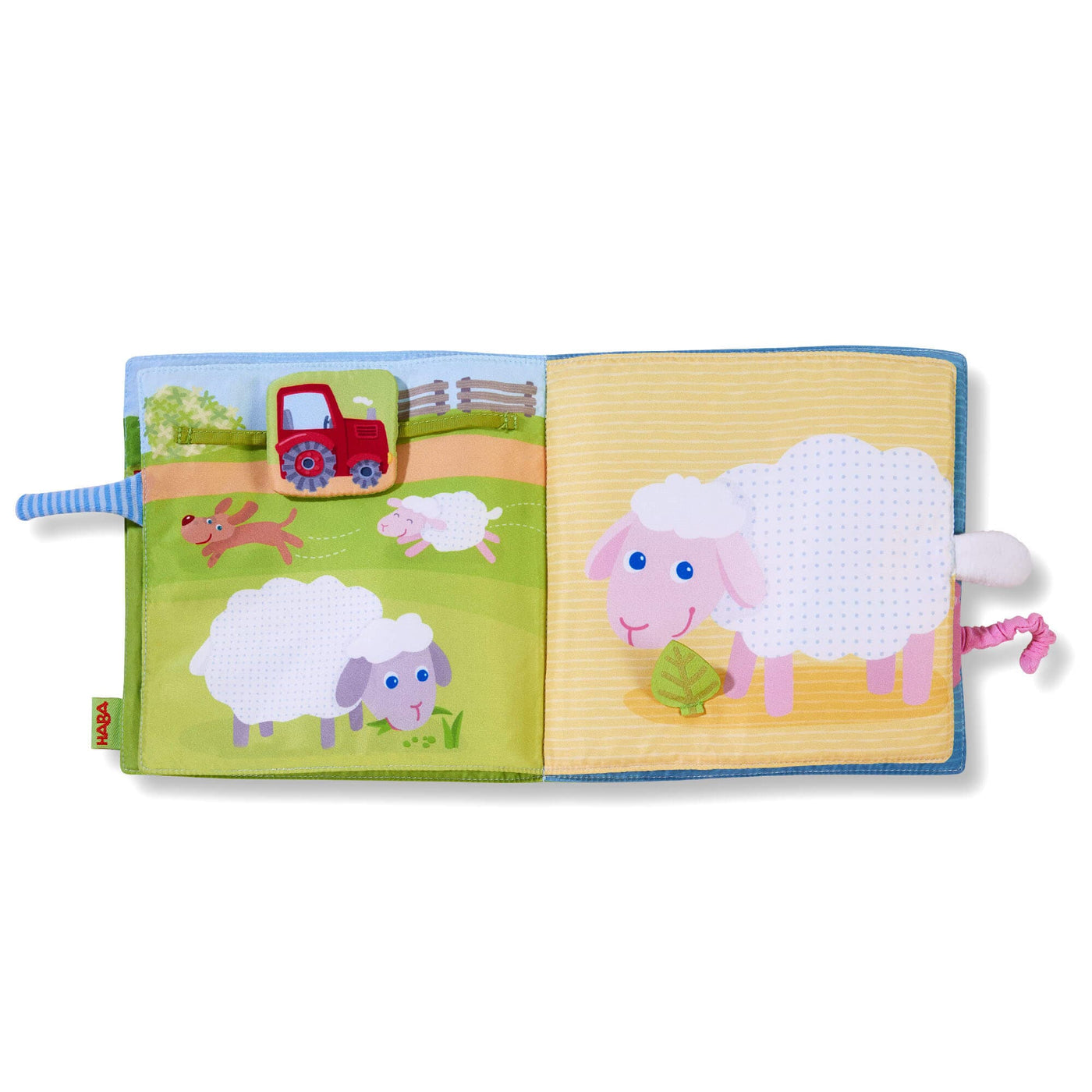 Down on the Farm Soft Book with Cow Puppet - HABA USA