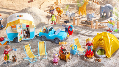 Little Friends figures and animals at the beach