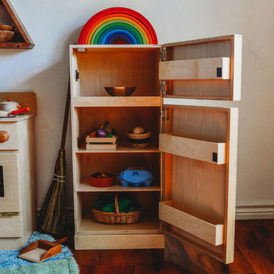 Bella Luna Toys Classic Wooden Play Refrigerator- Waldorf Wooden Toys- Bella Luna Toys