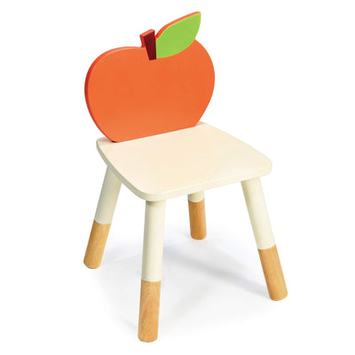 Children's chair with an apple-shaped backrest on a white background