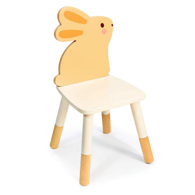 Children's chair shaped like a rabbit on a white background