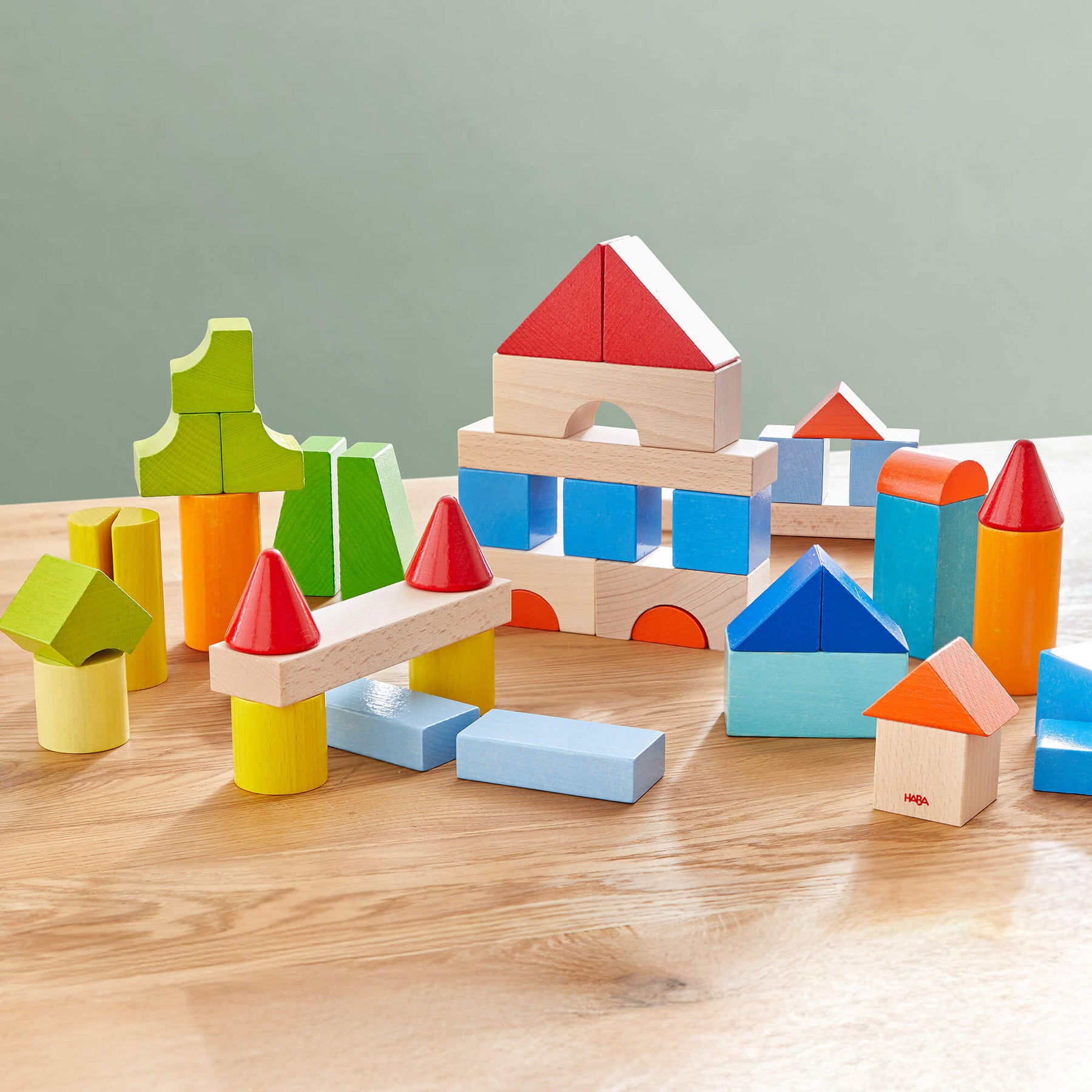 Colored Wooden Building Blocks - 46 Piece Set | HABA USA