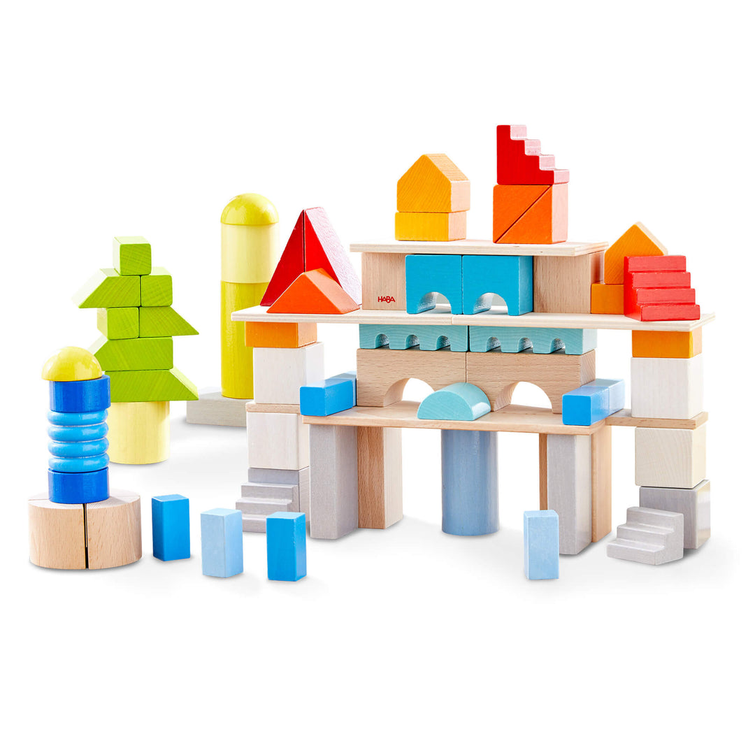 Colored Wooden Building Blocks - 85 Piece Set | HABA USA
