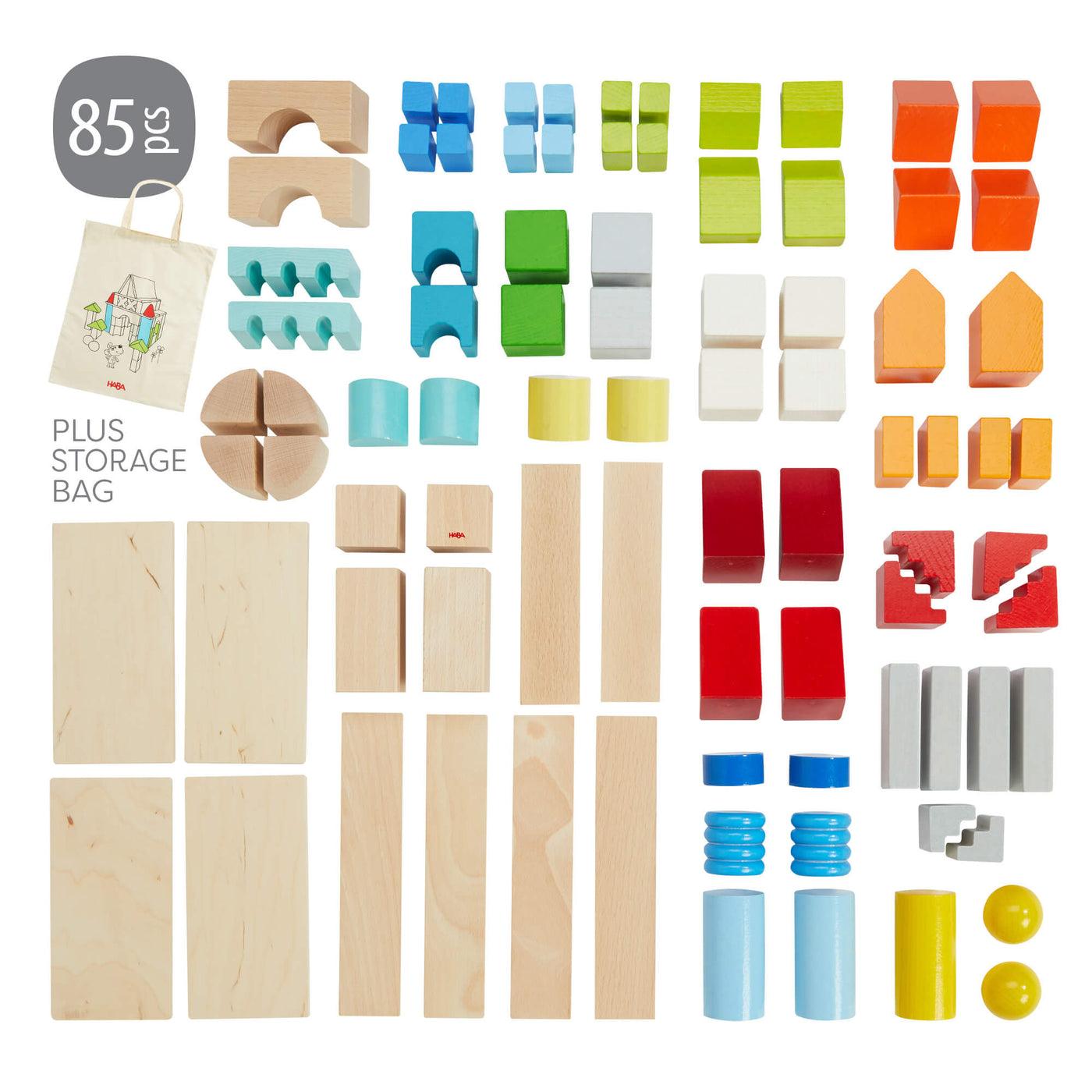 Colored Wooden Building Blocks - 85 Piece Set– HABA USA