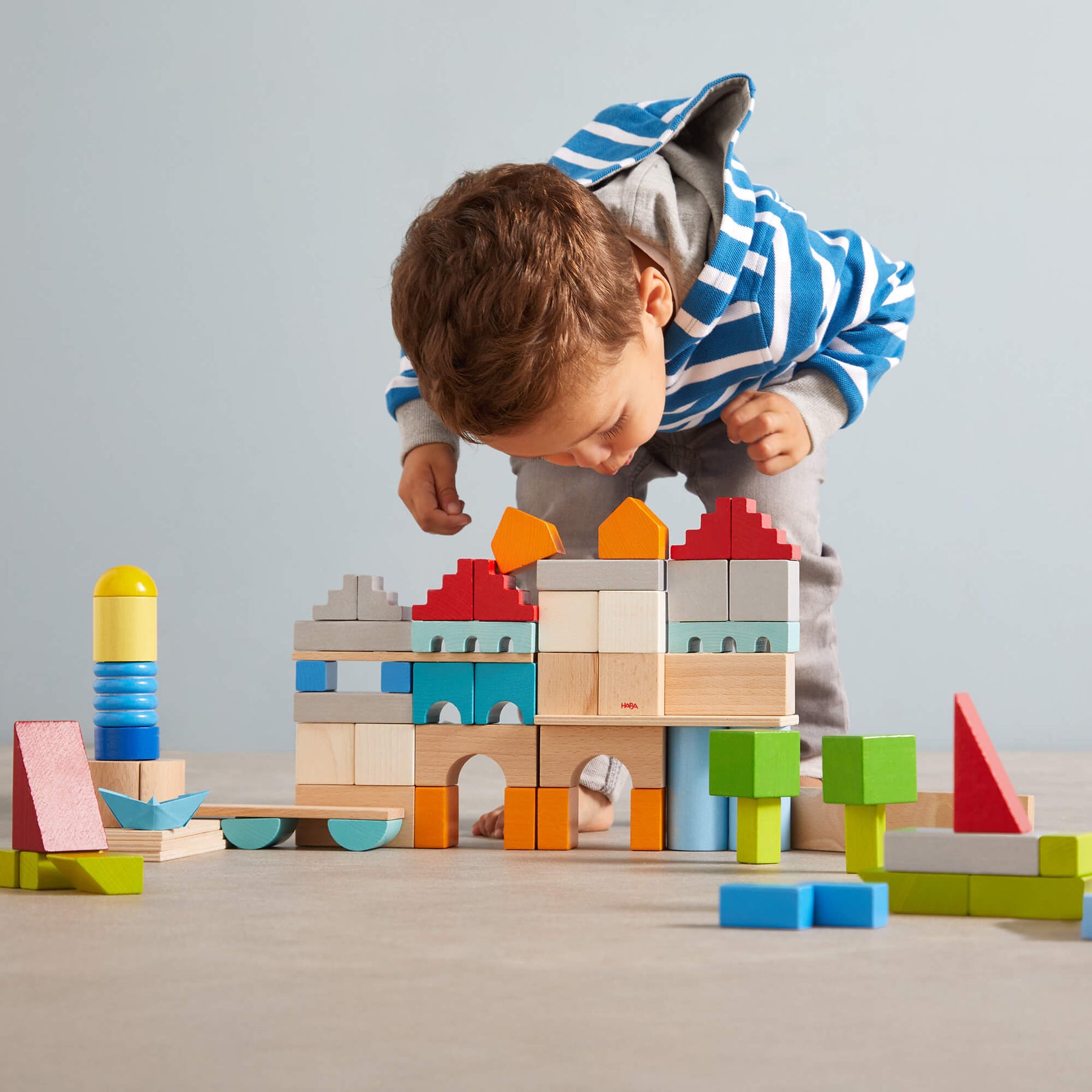 Colored Wooden Building Blocks - 85 Piece Set | HABA USA
