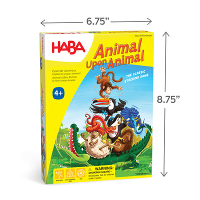 Animal Upon Animal Stacking Game box measures 6.75" by 8.75"