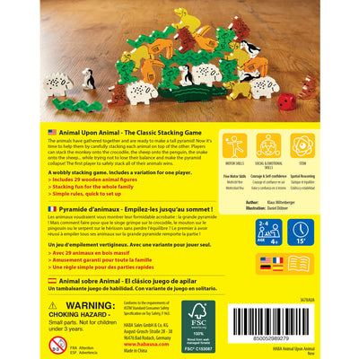 Animal Upon Animal Stacking Game box - back of the box