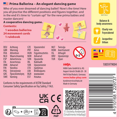 Prima Ballerina back of game box