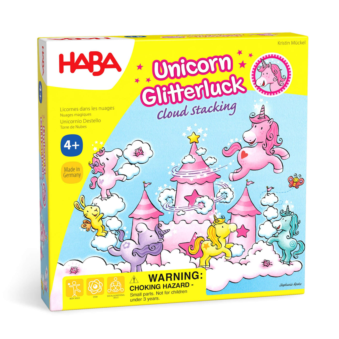 Unicorn Glitterluck - Cloud Stacking Game - HABA USA