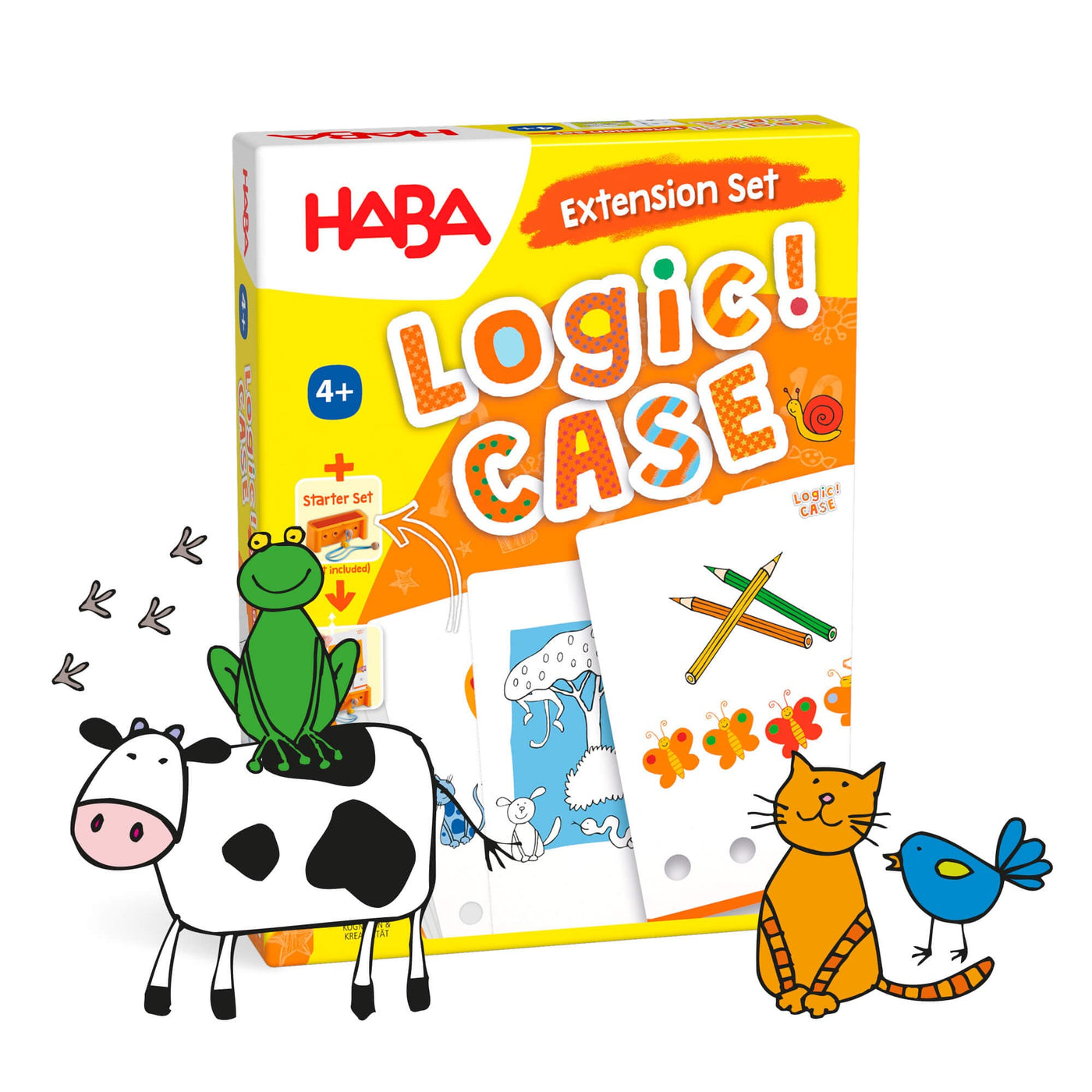 Logic! CASE Expansion Set - Animals game box with illustrated cow, frog, cat, and bird