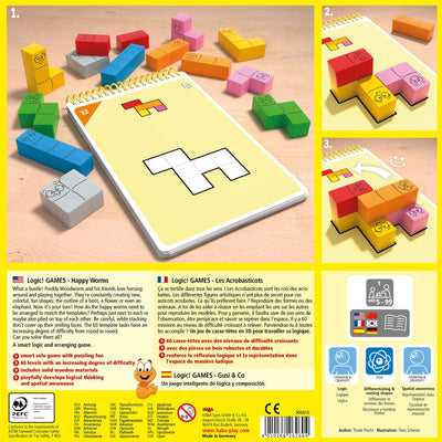 Logic! GAMES: Happy Worms - HABA USA back of box