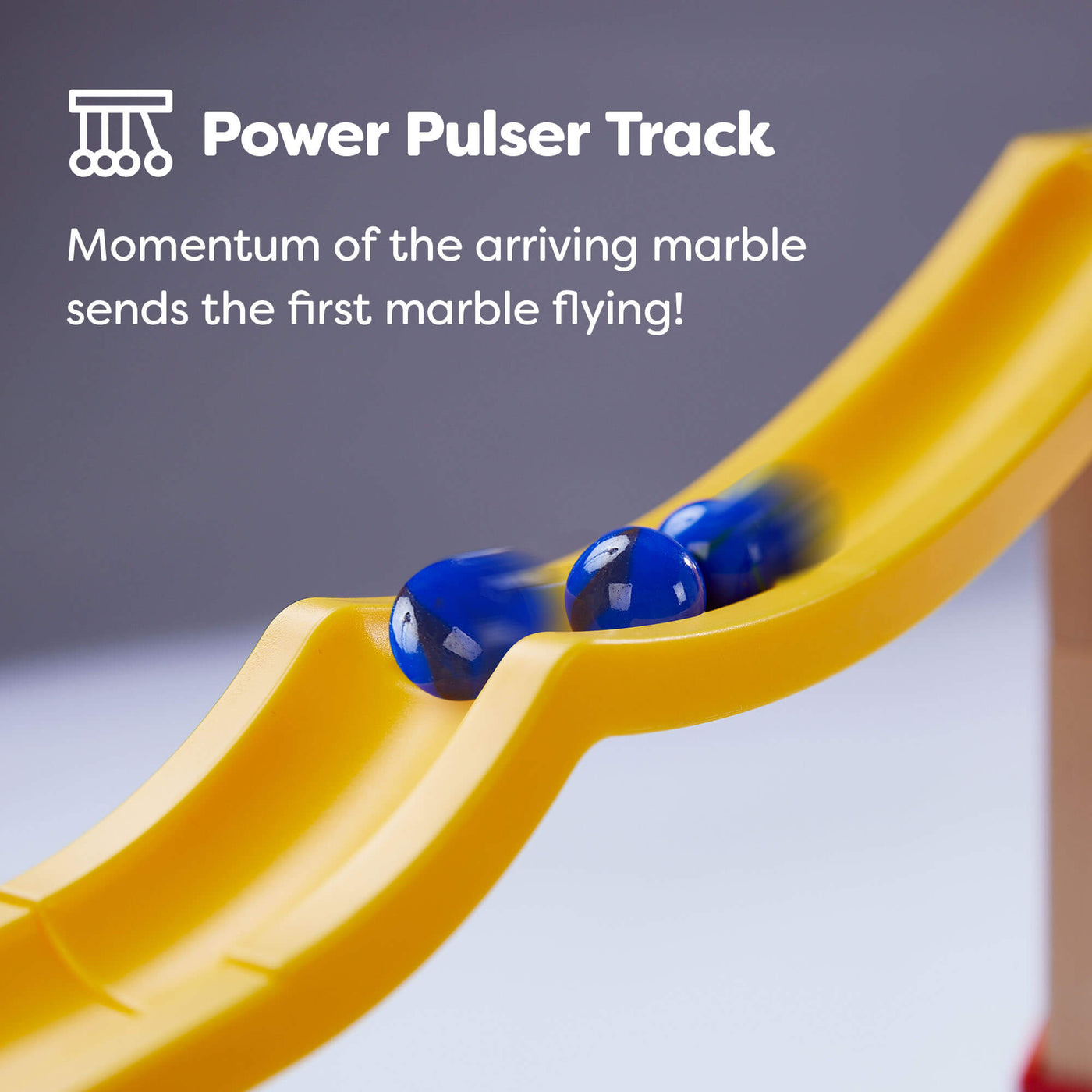 Power Pulser Track - momentum of the arriving marble sends the first marble flying in Marble Run Funnel Jungle Starter Set