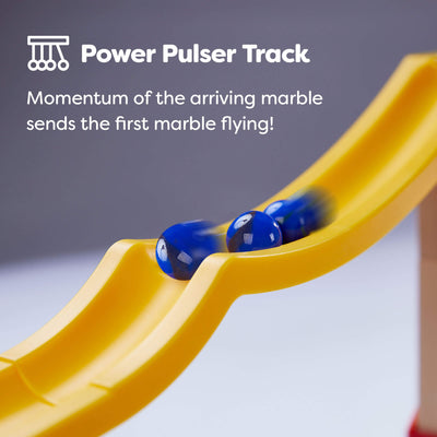 Power Pulser Track - momentum of the arriving marble sends the first marble flying in Marble Run Funnel Jungle Starter Set