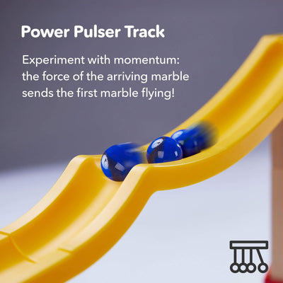 Power Pulser Track - experiment with momentum, the force of the arriving marble sends the first marble flying!