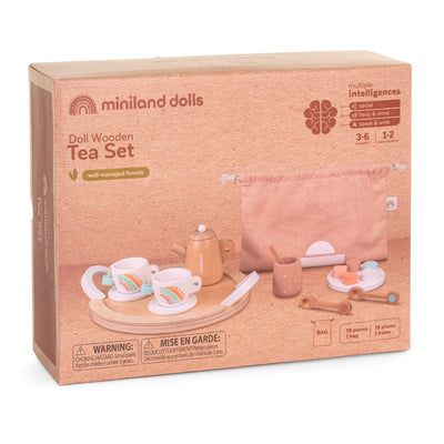 Box for the Miniland wooden tea set for dolls.