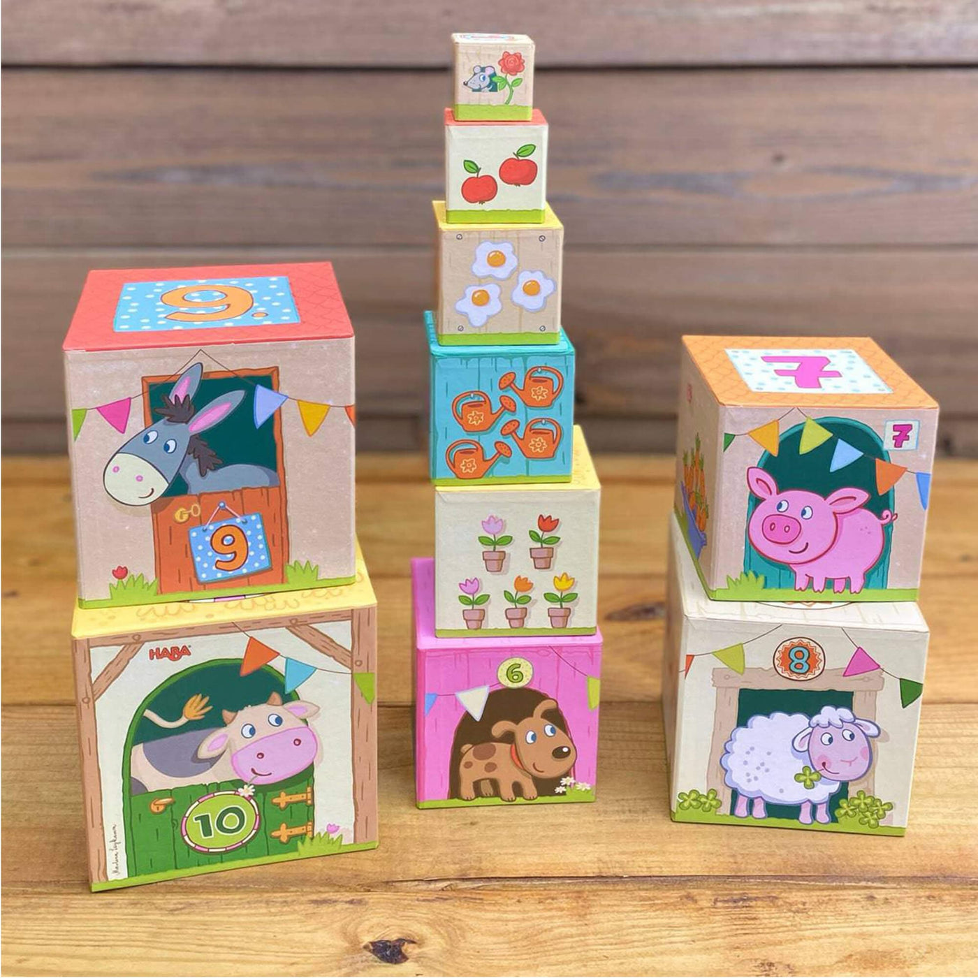 Haba Stacking Cubes on The Farm