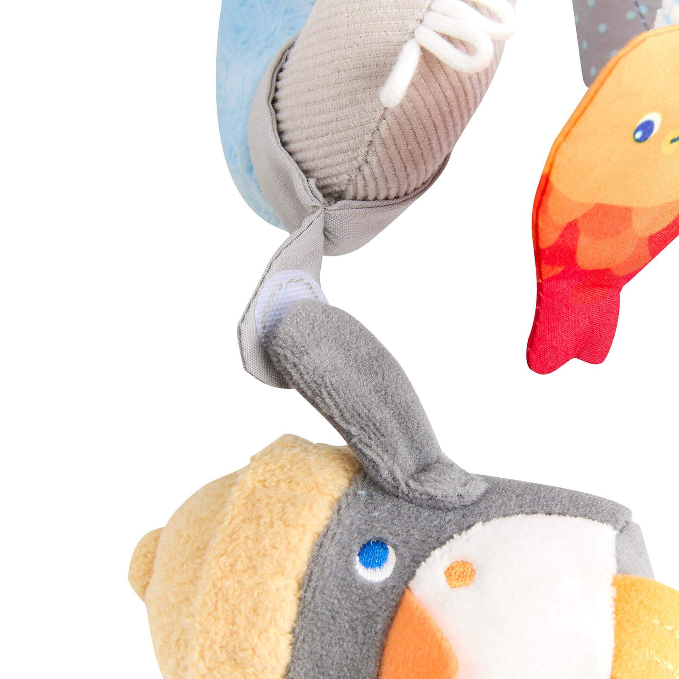 Penguin Activity Spiral Stroller & Car Seat Toy upclose.