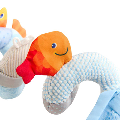 Penguin Activity Spiral Stroller & Car Seat Toy up close of the fish.