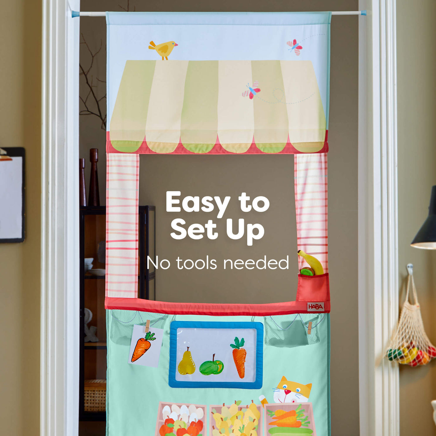 HABA Hanging Doorway Play Store is easy to set up, no tools needed