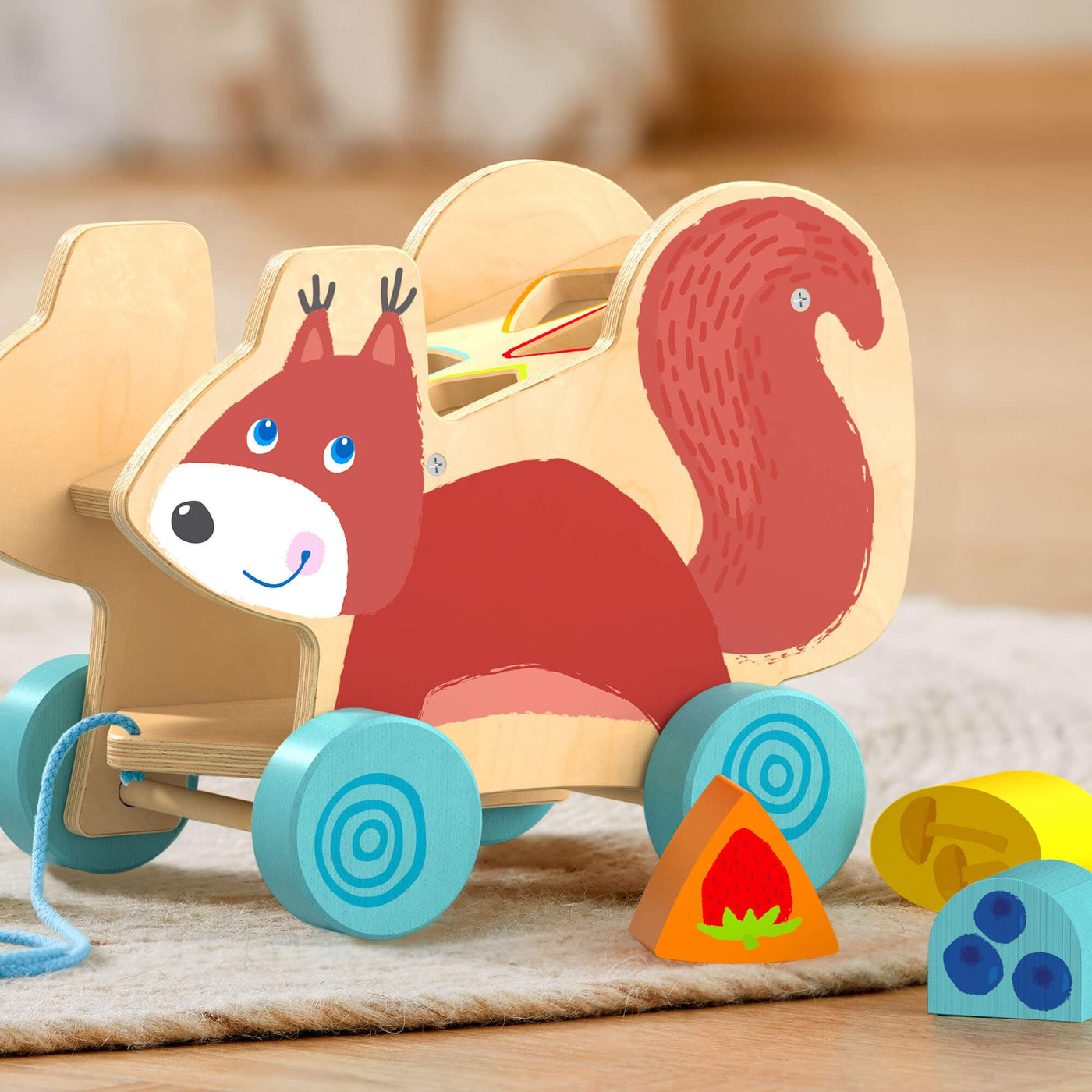 Squirrel Pull Along Toy Sorting Box - HABA USA