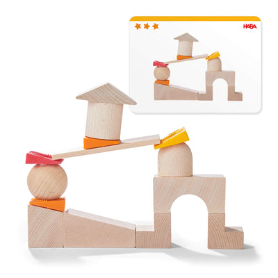 Teetering Towers Wooden Blocks - HABA USA with template card