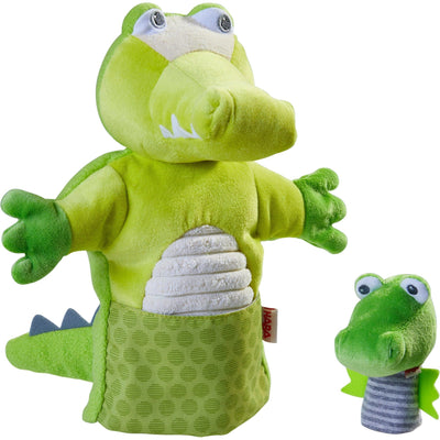 Glove Puppet Crocodile With Baby Hatchling Finger Puppet - HABA USA