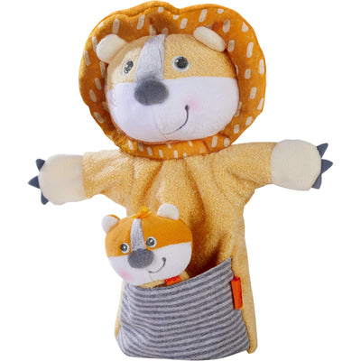 Glove Puppet Lion With Baby Cub Finger Puppet - HABA USA