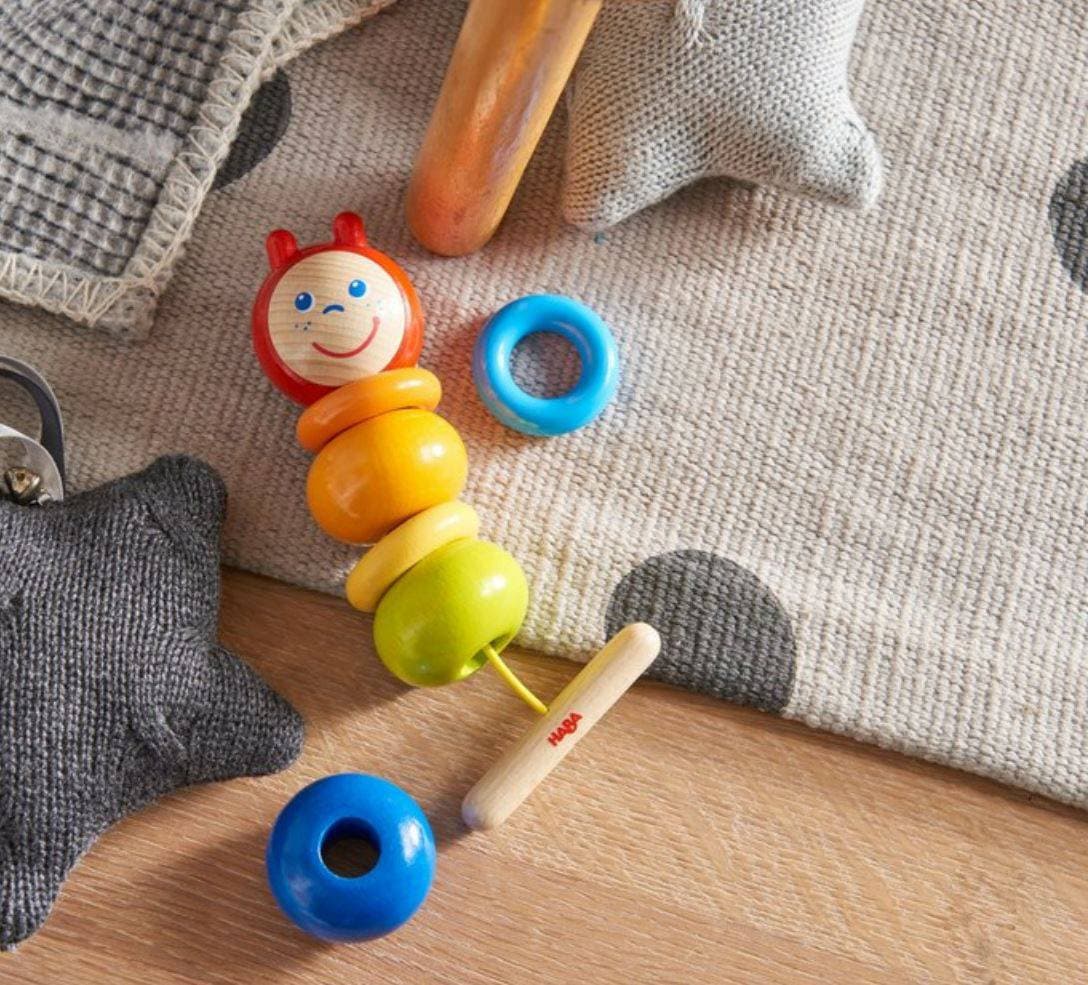 Colorful Caterpillar Wooden Threading Toy - HABA USA