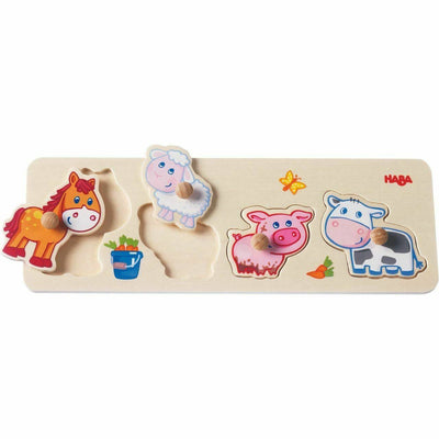 Baby Farm Animals 4 Piece Knob Clutching Puzzle - HABA USA