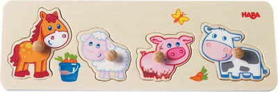 Baby Farm Animals 4 Piece Knob Clutching Puzzle - HABA USA