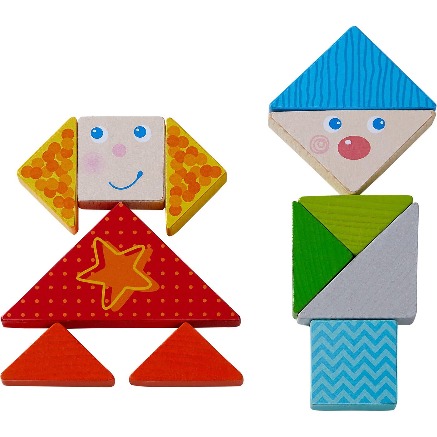 Arranging Game Funny Faces Tangram Wooden Tiles - HABA USA