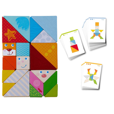 Arranging Game Funny Faces Tangram Wooden Tiles - HABA USA