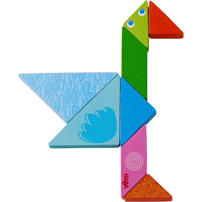 Arranging Game Funny Faces Tangram Wooden Tiles - HABA USA
