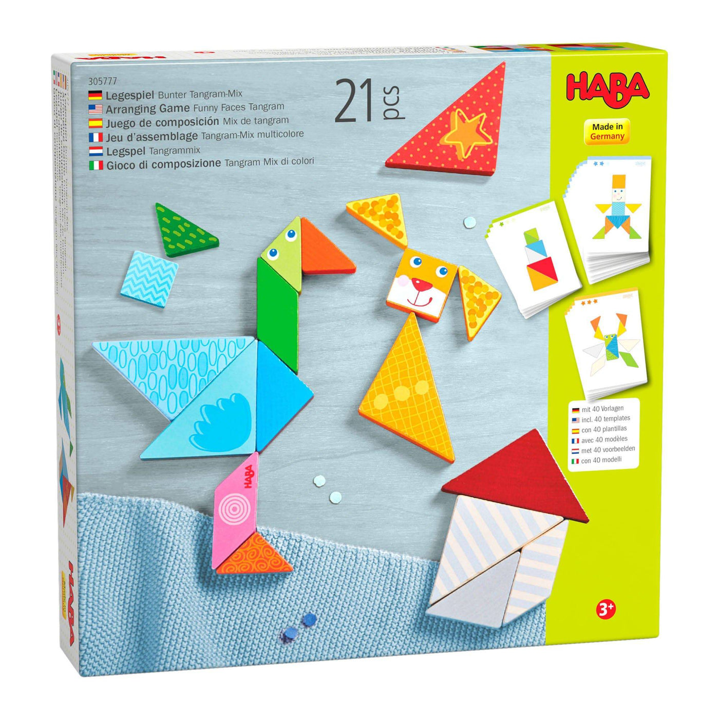 Arranging Game Funny Faces Tangram Wooden Tiles - HABA USA