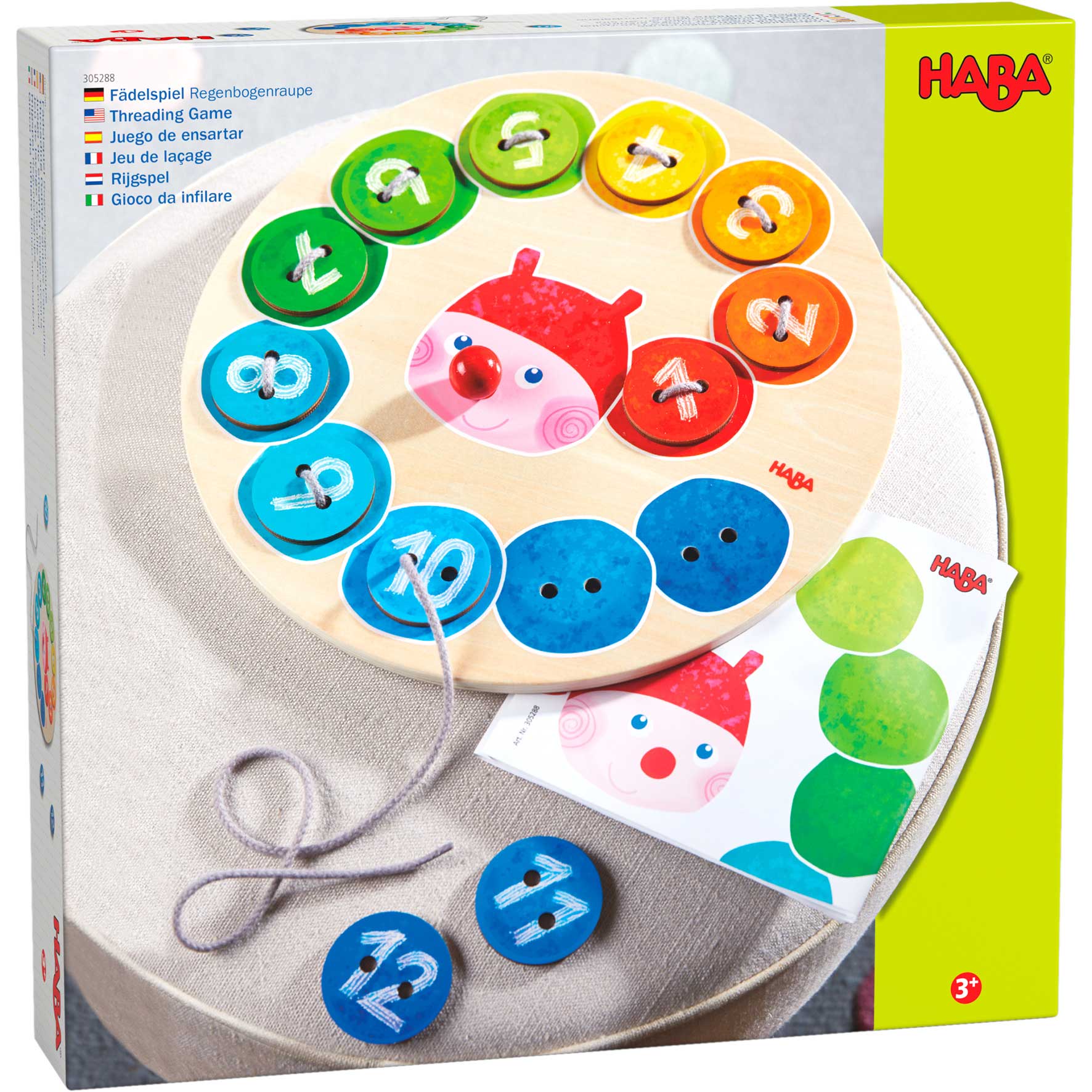 Rainbow Caterpillar Counting Threading Game | HABA USA