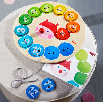 Rainbow Caterpillar Counting Threading Game - HABA USA