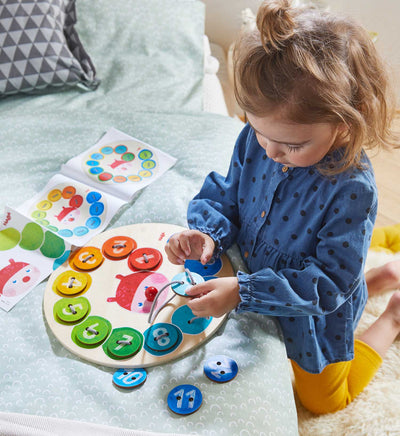 Rainbow Caterpillar Counting Threading Game - HABA USA