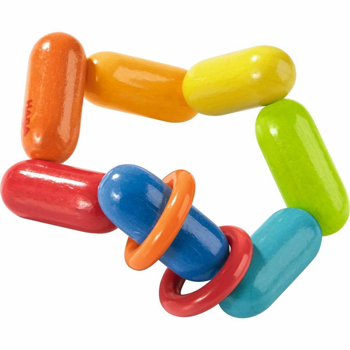 Dilly-Dally Wooden Rattle with Plastic Rings - HABA USA