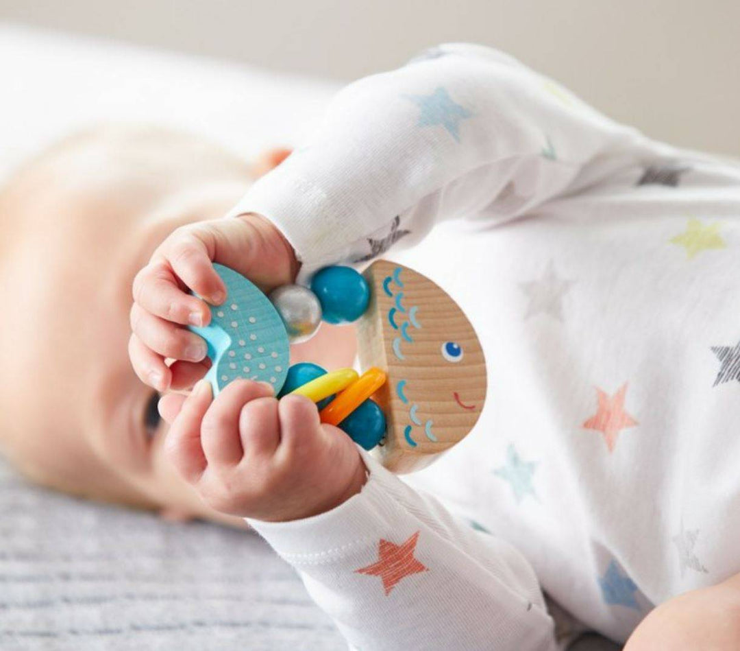 baby fishing pole rattle Rattlefish Wooden Clutching Toy Baby Rattle