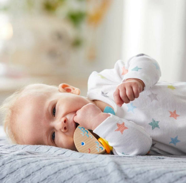 Rattlefish Wooden Clutching Toy Baby Rattle | HABA USA
