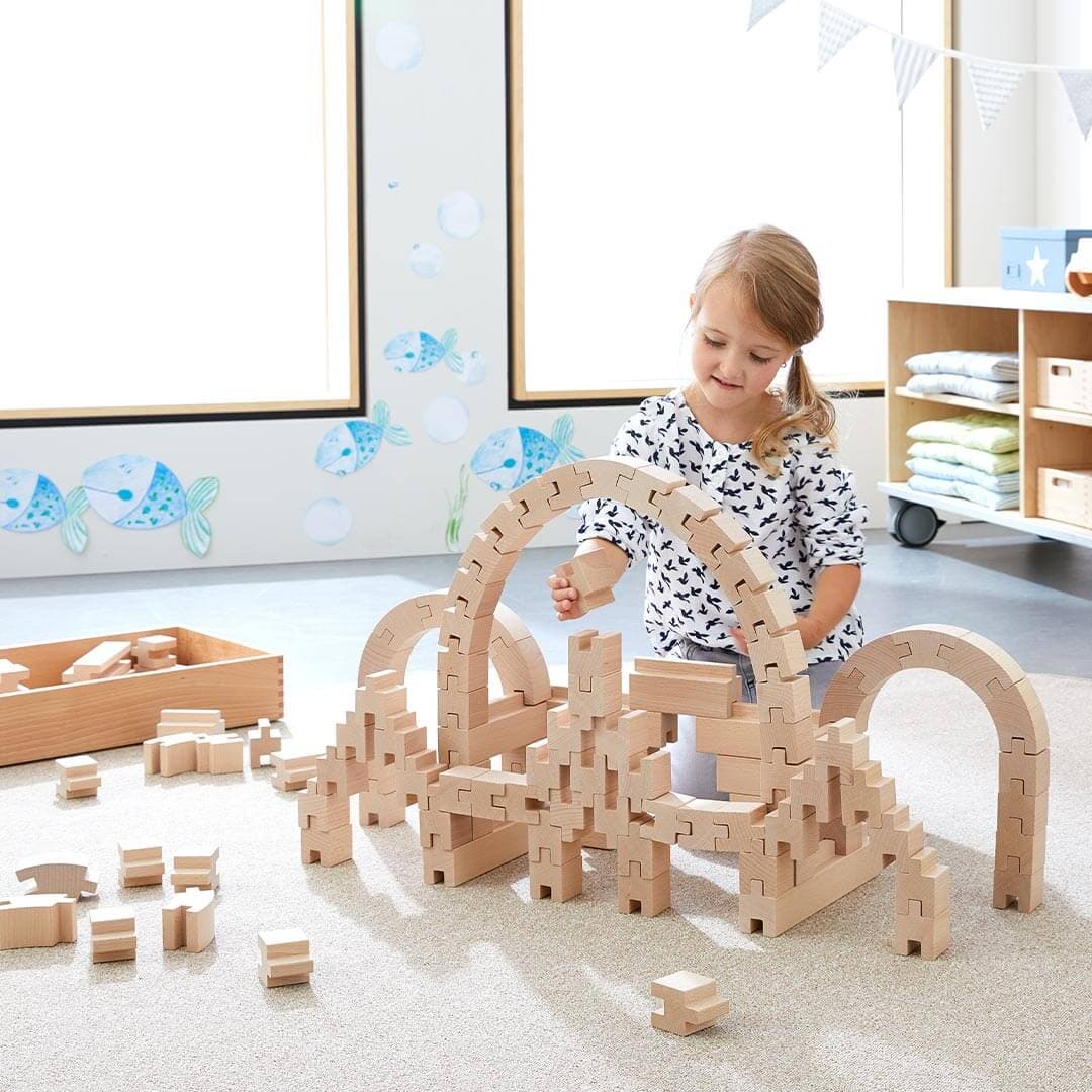 Interlocking Wooden Blocks Construction Set | HABA USA