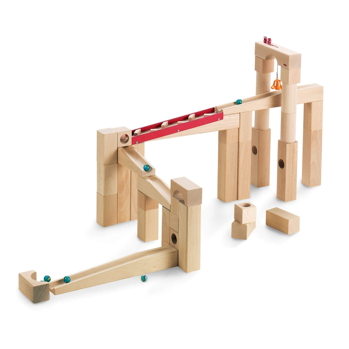 HABA Marble Run Large Set with marbles and hanging bell