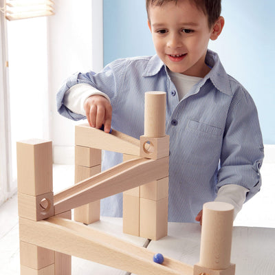 HABA Wooden Marble Run Ball Track Set with Boy