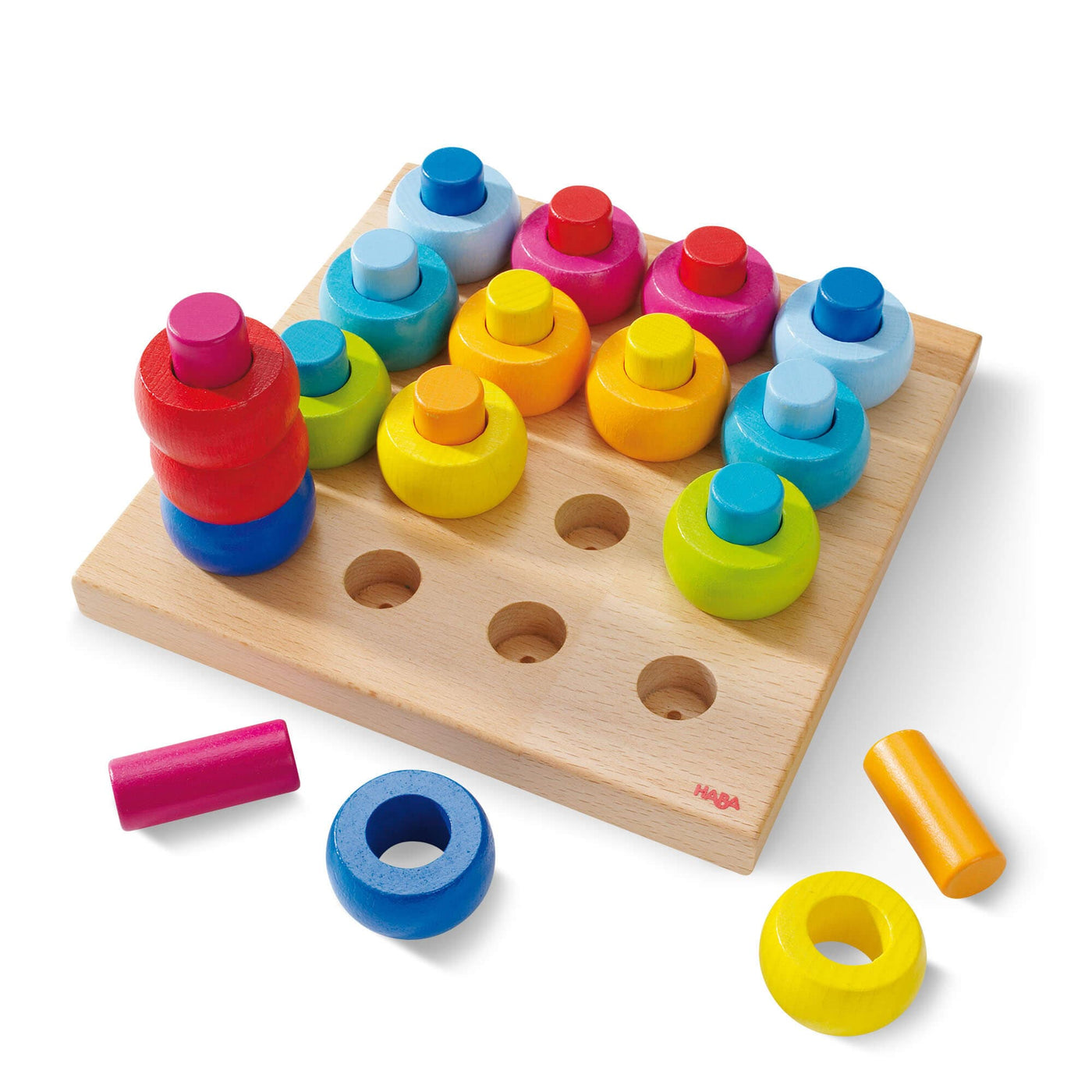 Rainbow Whirls Wooden Pegging Game by HABA